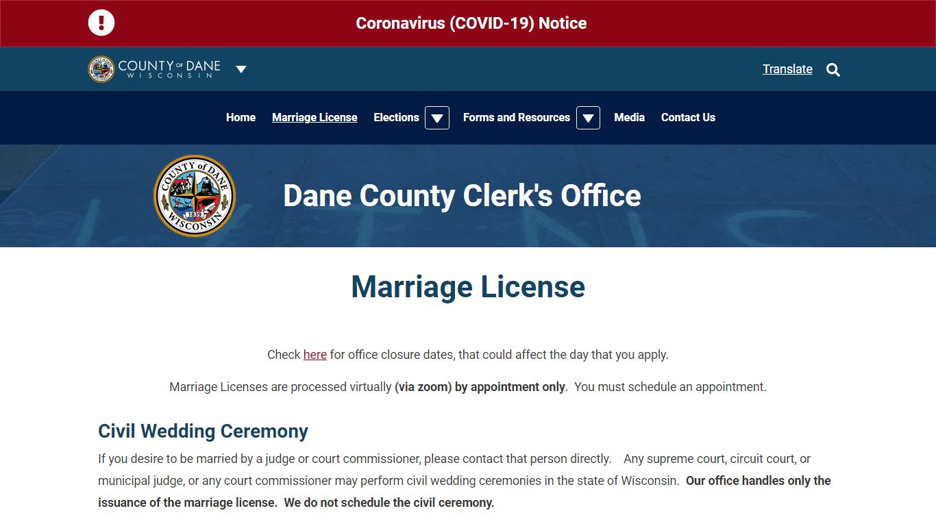 Marriage License - Dane County, Wisconsin